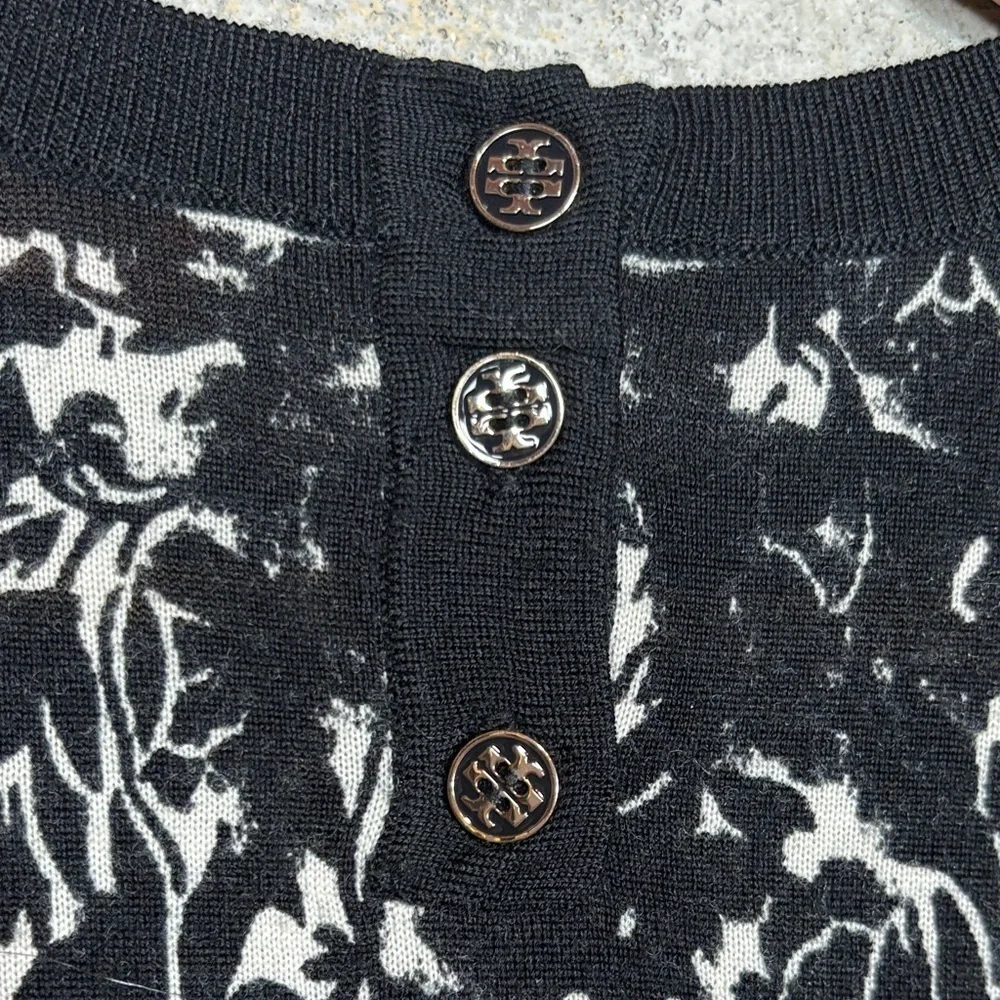 Tory Burch Merino Wool Black and White Long Sleeve Top